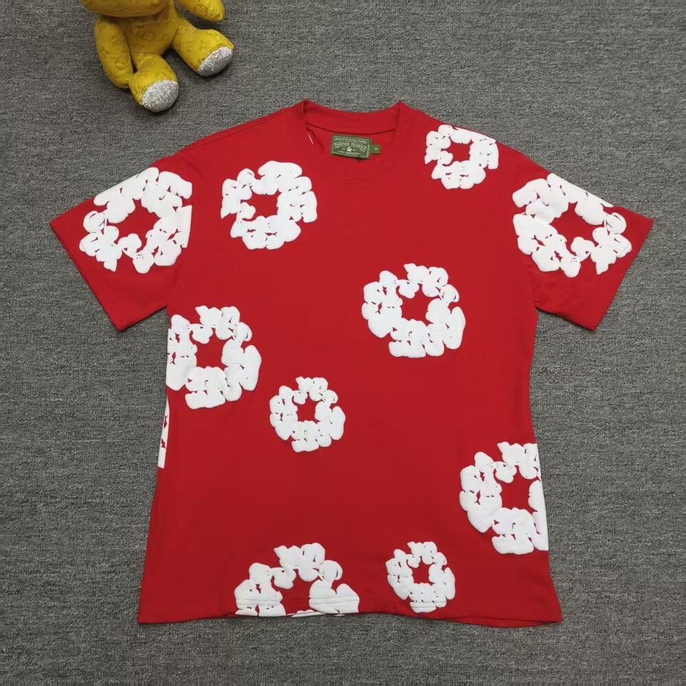 Denim Tears red short sleeved casual T-shirt